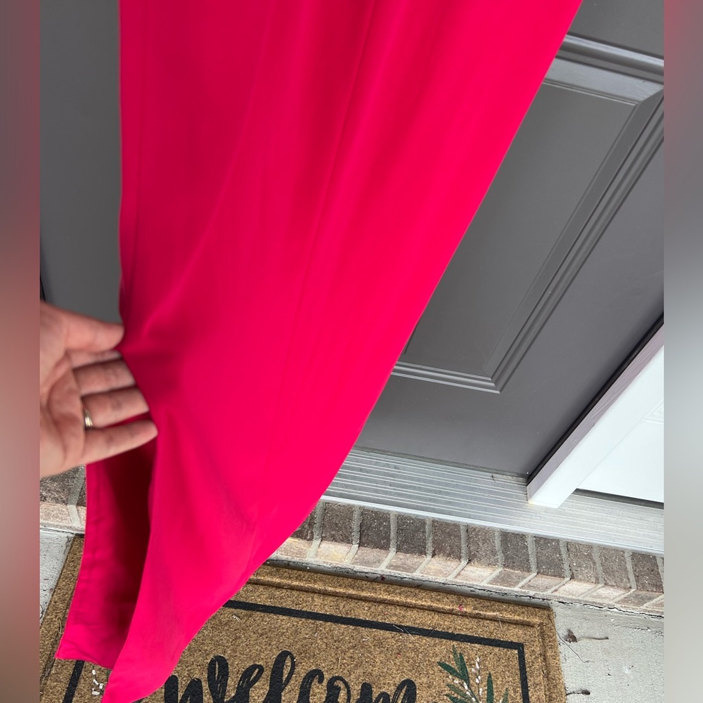 ST. JOHN evening dress maxi flutter sleeve cape cady solid pink valentine size 6 - Picture 14 of 14